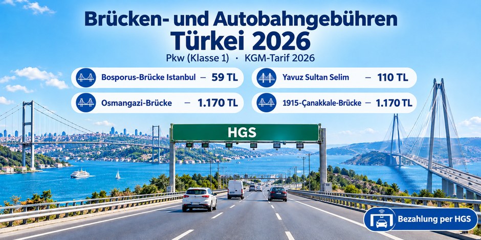 Brücken- und Autobahngebühren für 2026