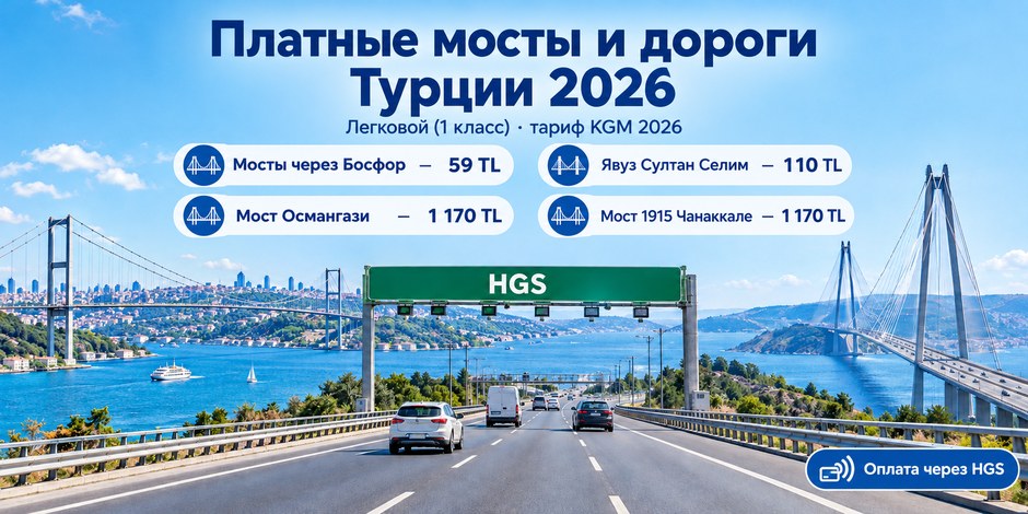 Платные дороги и мосты в Турции 2026
