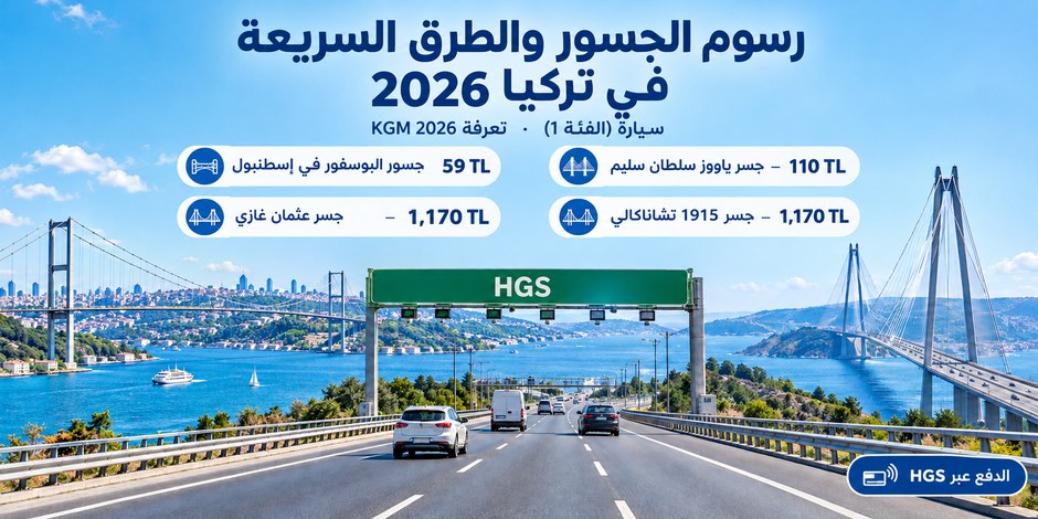 رسوم عبور الجسور والطرق السريعة لعام 2026