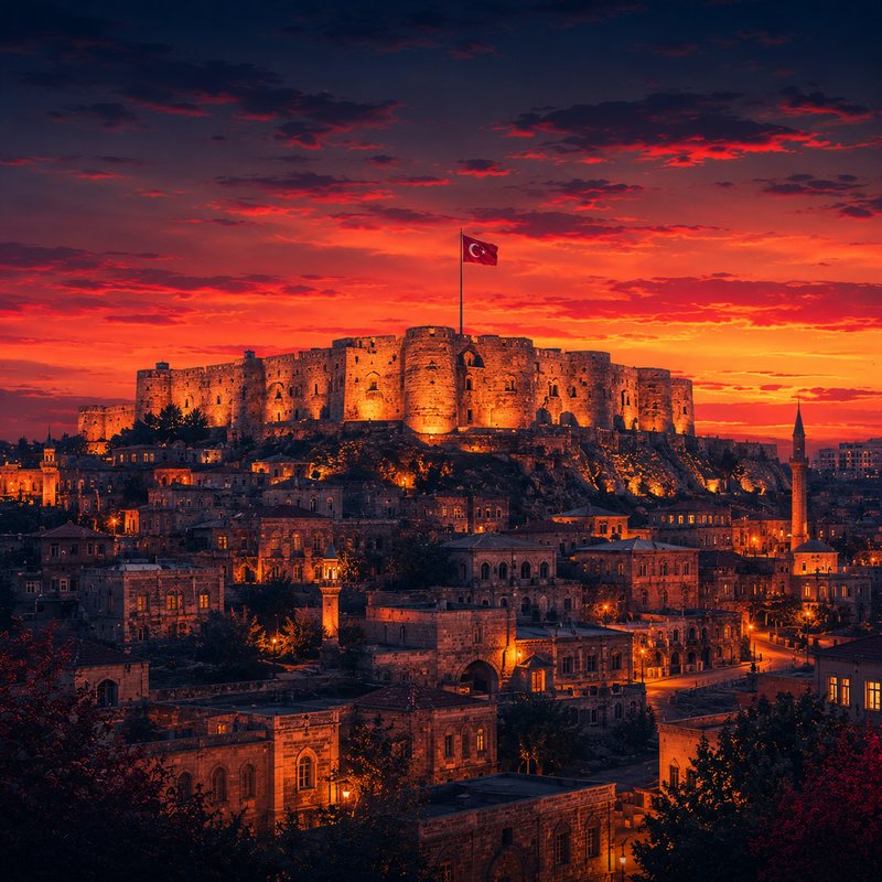 Gaziantep car rental — historic castle and copper bazaar